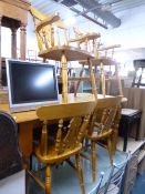 A PINE KITCHEN TABLE AND FOUR CHAIRS, approximate size width 152cm x depth 78cm x height 78cm