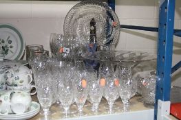 A QUANTITY OF GLASSWARES, including Derwent Crystal bowls, assorted drinking glasses etc
