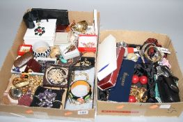 TWO BOXES OF MIXED COSTUME JEWELLERY