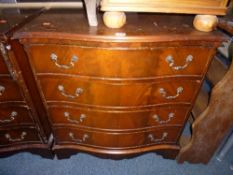 A MODERN MAHOGANY CHEST, of four long drawers with serpentine front (s.d.)
