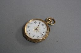 A 14CT VICTORIAN LADIES FOB WATCH, boxed