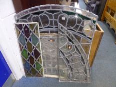 FOUR VARIOUS LEAD GLAZED WINDOWS, and a cast iron framed window (5)