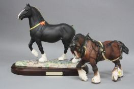 A ROYAL DOULTON CHAMPION SHIRE HORSE, 'Peakstone Lady Margaret', DA237, with plinth, together with