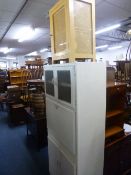 A PAINTED KITCHEN CABINET, and a painted meat safe (2)