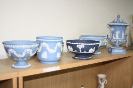 WEDGWOOD JASPERWARES, to include twin handled covered footed urn/vase, height approximately 30cm,