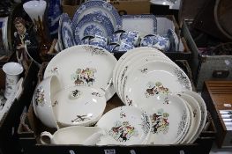 TWO BOXES OF DINNERWARES, Alfred Meakin 'Tally-Ho' (22) and Wood & Sons 'Yuan' (over 60 pieces)