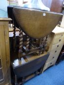 TWO OAK BARLEY TWIST GATE LEG TABLES