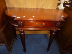 A MODERN MAHOGANY HALL TABLE, with a single drawer