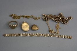 A MIXED LOT OF 9CT JEWELLERY, etc, approximate weight 20 grams