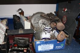 THREE CASED PORTABLE TYPEWRITERS, including a Corona 3, vintage golf bag and clubs, shoe cleaning