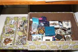A CASE OF MIXED COSTUME JEWELLERY, etc