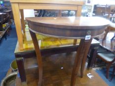 A MAHOGANY DEMI-LUNE HALL TABLE, and two coffee tables (3)