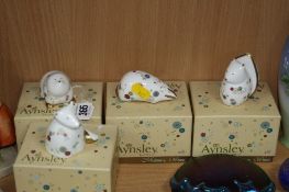 FOUR BOXED AYNSLEY ANIMALS, Squirrel, Mole, Fox and Badger, together with Franz Primrose vase (a/