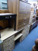 FIVE VARIOUS MODERN BEDROOM FURNITURE, comprising a dressing table with mirror and stool, chest of