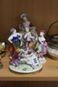 FIVE CONTINENTAL PORCELAIN FIGURES/GROUPS, (5)