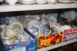 FIVE BOXES OF CERAMICS, including Poole, Royal Doulton and Thomas etc, and a set of Libra kitchen