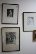 T. AUSTEN BROWN, The Shepherd, herding animals towards shed, signed in pencil lower left,