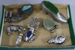 A TRAY OF NOVELTY PIN CUSHIONS, etc (9)