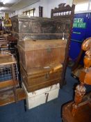 FOUR ASSORTED TIN TRUNKS
