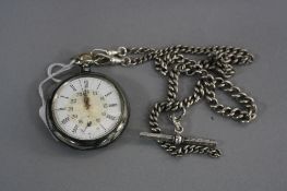 A SILVER DOUBLE ALBERT AND A POCKET WATCH