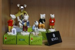 A BOXED SET OF FIVE BESWICK RUPERT BEAR CHARACTERS, comprising Rupert The Bear, Algy Pug, Bill