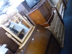 A PINE CHEST, of four long drawers and a pine swing mirror (2)
