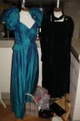 TWO EVENING DRESS AND VARIOUS BAGS