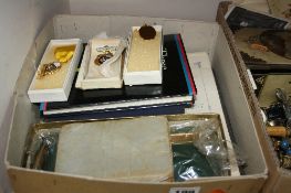 A BOX OF MASONIC ITEMS, including badges, books, etc