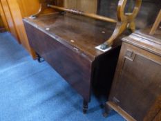 A 19TH CENTURY MAHOPGANY DROP-LEAF DINING TABLE, approximate size extended length 171cm x width