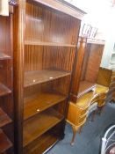 A MODERN MAHOGANY OPEN BOOKCASE