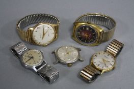 A BAG OF FIVE 1950'S/60'S ASSORTED WRISTWATCHES, including Paul Jobin, Roamec, etc