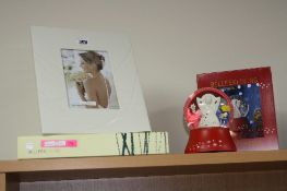 A BOXED BELLEEK LIVING PHOTO FRAME, 'Eclipse' (5 x 7) and a boxed Belleek Living at Christmas