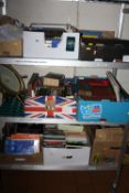 EIGHT BOXES AND LOOSE BOOKS, STAMPS, MIRROR, etc (in aid of Parkinsons, Sands & Christies)