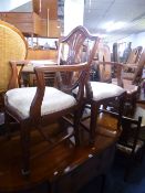 TWO MAHOGANY FRAMED ARMCHAIRS