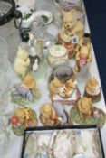 THIRTEEN PIECES OF WINNIE THE POOH THEME CERAMICS AND GLASSWARES, including Border Fine Arts,