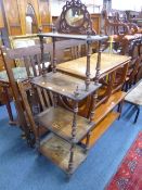 A VICTORIAN WALNUT INLAID FOUR TIER MIRROR BACK WHAT-NOT, (in need of restoration)