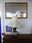 A QUANTITY OF WALL MIRRORS, pottery table lamp with shade, travelling trunk, etc (sd) (9)