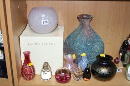 A GROUP OF GLASSWARES, to include boxed Laura Ashley bowl, Royal Brierley Studio vase, Caithness,