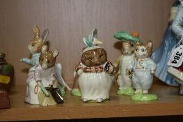 SIX BESWICK WARE BEATRIX POTTER FIGURES, BP-9b, 'Benjamin Bunny', 'Hunca Munca Sweeping', 'Jemima