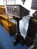 A VICTORIAN CARVED OAK LECTURN, with in memory of 'Thomas Vincent Holbeche' inscription