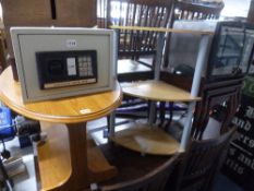 A MODERN COFFEE TABLE, nest of three tables, a hi-fi cabinet and a corner three tier stand (4)