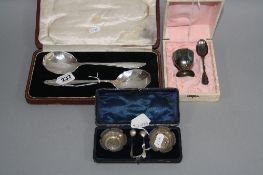 A CASED PAIR OF GEORGE V SILVER FRUIT SERVING SPOONS, makers CB & S, Sheffield 1924, 4.89ozt, 152