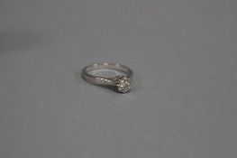 A MID - LATE 20TH CENTURY 18CT GOLD DIAMOND SINGLE STONE RING, one modern round brilliant cut