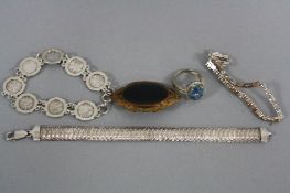A MIXED LOT, of silver bracelets, rings, etc