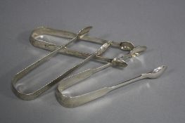 THREE PAIRS OF GEORGIAN SILVER TONGS
