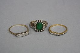 A COLLECTION OF GEM SET RINGS, to include a five stone diamond half hoop ring, approximate total