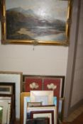 VARIOUS PICTURES, PRINTS, etc, to include P. Kilner, Longhorn Cattle at waters edge, approximately