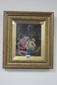 STYLE OF OLIVER CLARE, still life roses on a bank, signed lower right and dated (18)94, verso