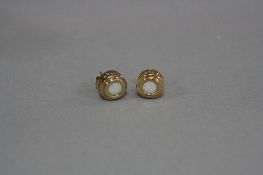 A MODERN PAIR OF 9CT OPAL STUD EARRINGS, round cabochon cut opals measuring approximately 5.5mm in