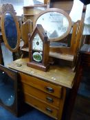 AN EDWARDIAN SATINWOOD DRESSING TABLE, with triple mirrors (sd)